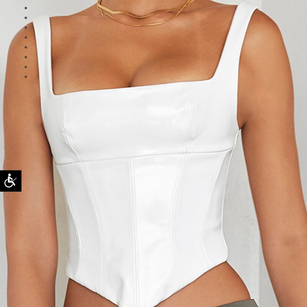 nwt mistress rocks off white vinyl corset size medium